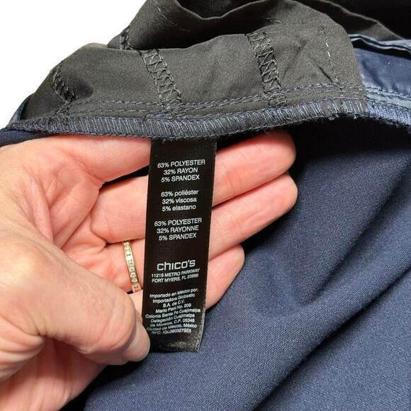 Chico’s So Slimming Manhattan Trousers Navy Straight Leg Dress Pants Size 14 - Picture 12 of 16